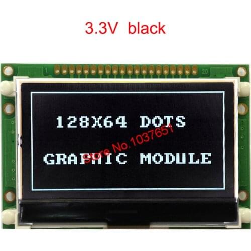 Lcd module 12864 COG screen negative FSTN black serial SPI 3.3v ST7565P LG12864U industrial Wide temperature