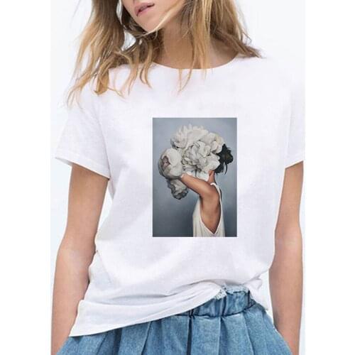 Trendy Loose Casual Hipster Harajuku T Shirts Women Oversize Fashion Girl Flower Printing Aesthetic Clothes