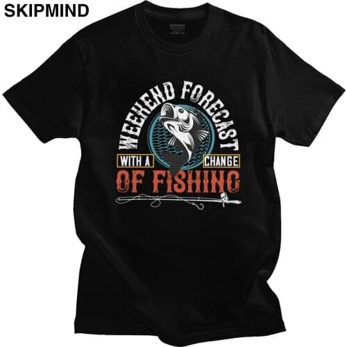 Retro OF Fishing Forecas Mens Tshirt Soft Cotton Fisherman Tee Shirt Crew Neck Short Sleeved Novelty T Shirt Gift Idea Merch