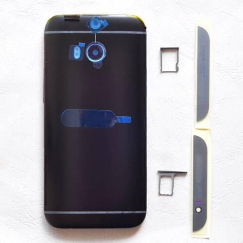 ZUCZUG New Metal Rear Housing For HTC One M8 Battery Cover Back Case With Top/Bottom Cover+TF/SIM Tray+Camera Lens+Logo