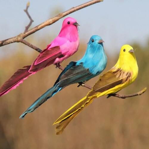 Foam Birds Cute Artificial Feathered Bird Clip On Fake Bird Ornaments Home Garden Tree Decoration, Multi-color