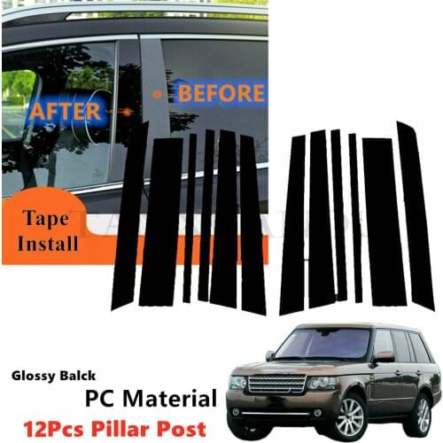 PC 12Pcs Set Fit For LAND ROVER RANGE ROVER HSE 2002-2012 Gloss Black L + R Side Door Window Trim Pillar Black Posts Piano Cover