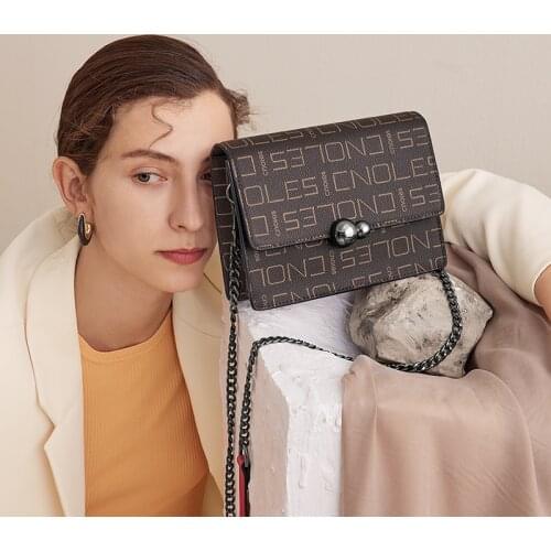 Cnoles New Casual Chain Crossbody Bags For Women Fashion Simple Shoulder Bag Ladies Designer Handbags PU Leather Messenger Bags
