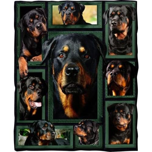 Rottweiler Fleece Blanket 3D full printed Wearable Blanket Adults/kids Fleece Blanket Sherpa Blanket Drop Shippng