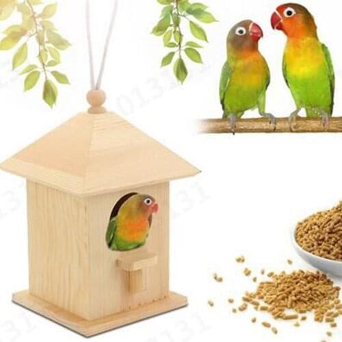 Outdoor Solid Wood Bird House Garden Bird Feeder Idyllic Style Bird House 1Pc Lightweight and replaceable Wooden practical #A