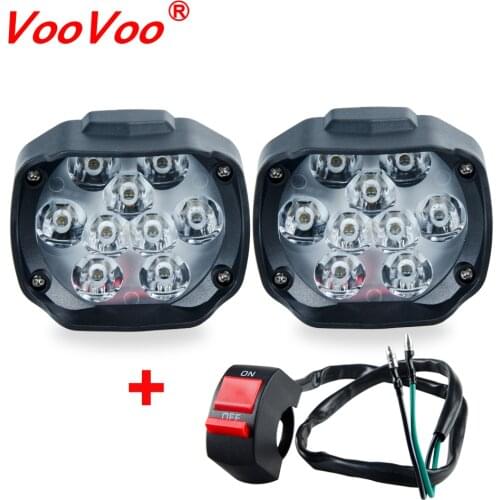 VooVoo Super Bright 1500Lm Motorcycles Led Headlight Bulbs +Switch Scooter Fog Spotlight 6500K White Working Spot Light 9-85V