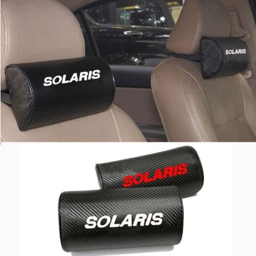 Carbon Fiber Texture PU Leather Car Auto Seat Head Neck Rest Cushion Headrest Pillow Pad For Hyundai Solaris