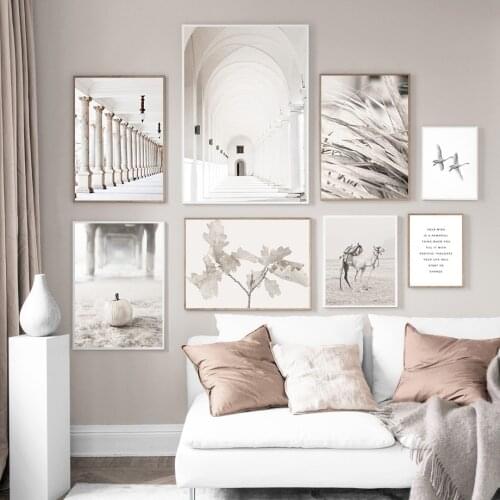 Camel Swan Reed Leaves Pumpkin Sand Wall Art Canvas Painting Nordic Posters And Prints Wall Pictures For Living Room Home Decor