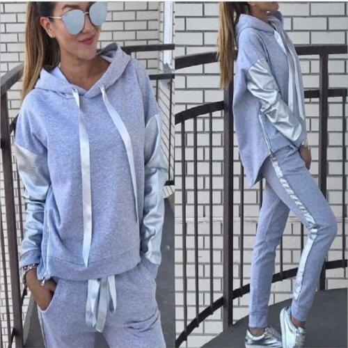 Damdos Fall Casual Womens Casual Wear Loose Matching Hooded Sweater Trousers 2 pieces of Womens Sportswear Oversize Yoga Fitne