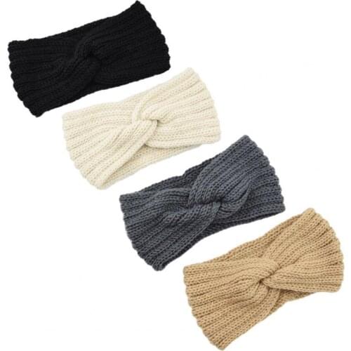 Women Winter Warm Knitted Cross Woolen Yarn Ear Protection Headband Accessories