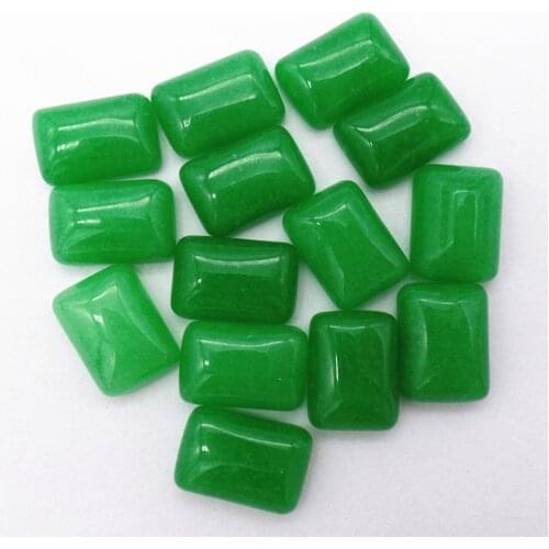 100Pcs 14x10x5mm Wholesale Green Malay Jade Oblong Cab Cabochon DIY Jewelry Accessories S144