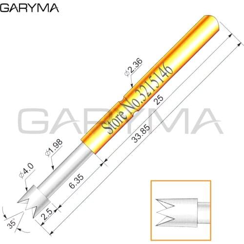 100Pcs Dia 4.0mm P156-Q2 Spring Test Probes Pogo Pin Length 33.85mm Stroke Spring Froce:250g Tool