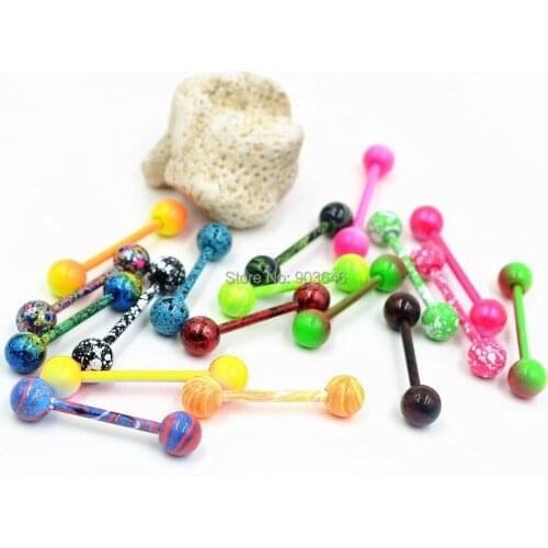 100pcs Body Jewelry Piercing Tongue Ring Barbells Nipple Bar 14G~1.6mm New Colors Free shippment