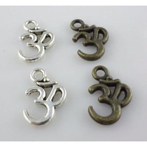 48pcs Tibetan Silver/Bronze "Om" Symbol Yoga Charms Crafts Pendants 10x16mm Jewelry Findings