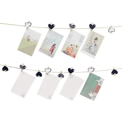 50Pcs Black White Heart Small Wood Clips Wedding Party Decor Craft DIY Small Spring Clamps Memo Paper Pegs Photo Clips 4.5CM