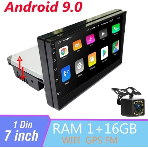 1 DIN Adjustable 7 Inch Car Stereo Radio Android 9.0 FM 1080P Quad-Core GPS Navigation Car Radio Player Universal auto