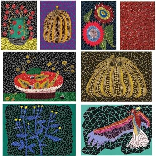 Abstract Yayoi Kusama Purple Pumpkin Canvas Painting Modular Posters and Prints Wall Art Picture for Living Room Home Decoration