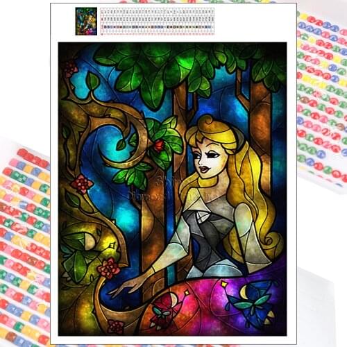 Diamond Painting Disney Cartoon Sleeping Beauty Stained Glass Art 5D DIY Mosaic Embroidery Kids Gift Full Square Home Decoration