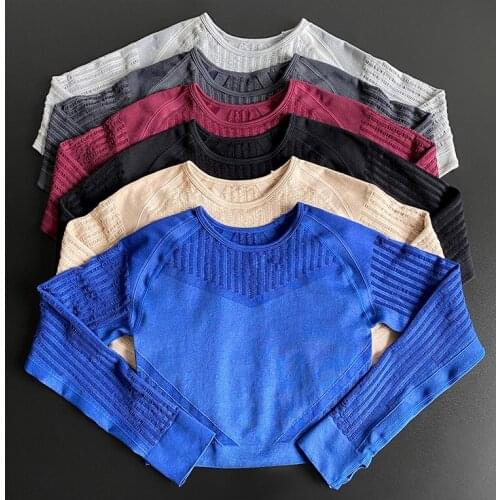 Seamless Yoga Long Sleeve Shirt Gym Clothes Workout Sport Fitness Sports Crop Top Yoga Jogging Sports Wear