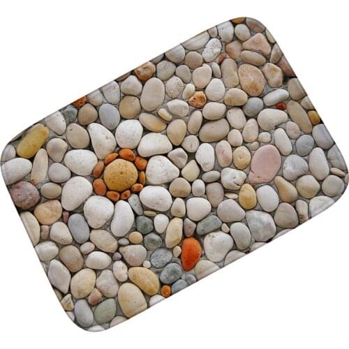 Cobblestone Welcome Entrance Mats Flannel Absorbent Bathroom Floor Mats Doormat Non-slip Kitchen Rug Bedroom Carpet