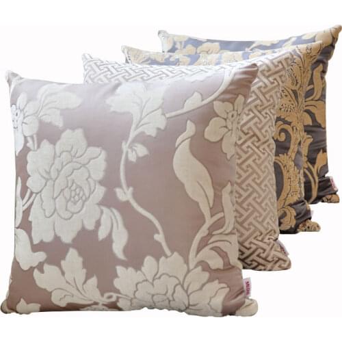 30x50/45x45/55/60cm European retro thicken grey floral pillowcase geometric cushion cover large chenille lumbar pillow cover