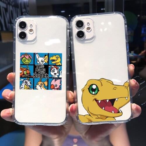 Anime Digimon Japan Cute Monster Phone Case Transparent Soft for Iphone X XR XS MAX 7 7plus 8 8plus 6S 12 11 Pro Max Cover Coque