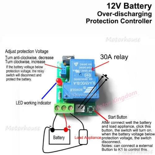 DC 12V 30A Car Battery Excessive Discharge Anti-Over Discharge Protection Module