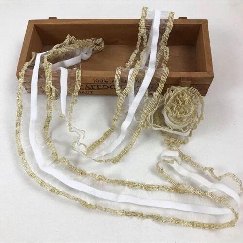 5 Meters Silver Gold Lace Elastic Stretchy Lace Ribbon Bilateral Ruffle LaceTrim Sewing DIY Garment Dress Bag Edge Decoration