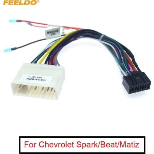 FEELDO 1PC Car Audio Radio 16PIN Wiring Harness Adaptor For Ssangyong Chevrolet Spark Power Calbe Plug Head Unit Harness