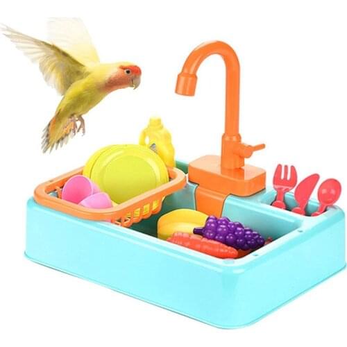 Bird Toy Parrot Birds Accessories Stand Bath Tub Automatic With Faucet Electric Dishwasher Playing Bowl Fountain Pump Supplies