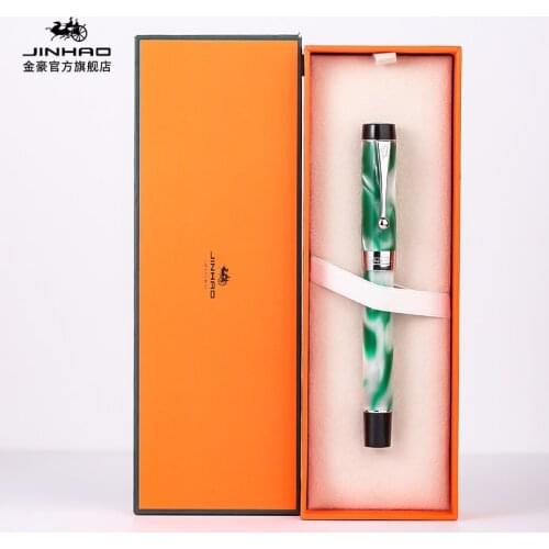 JINHAO 100 High Quality Fountain Pen Multi Color Acrylic Barrel Fine Nib Gold Trim Business Office Signature School Best Gift