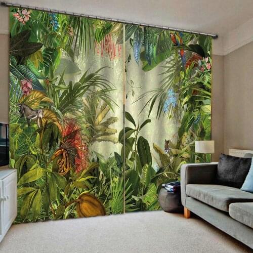 Beautiful Photo Fashion Customized 3D Curtains Luxury Blackout 3D Window Curtain For Living Room green curtains leaf curtain