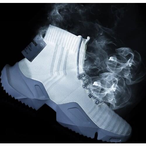 Super Light Breathable Sock Sneakers High-Top Fashion Sports Men Shoes Slip-On Chunky Daddy Shoes High Quality Non-Slip Platform