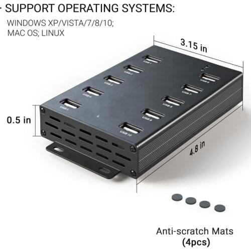 Ladagogo 10 Ports Hub USB 2.0 usb c dock 2.0 10 port High Speed Adapter Extension Cable Plug and Play PC Laptop