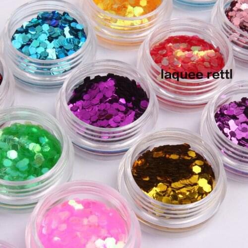 New 18 Color Metal Big Hexagon Strip Nail Glitter Nail Art Glitter Powder Dust Polish