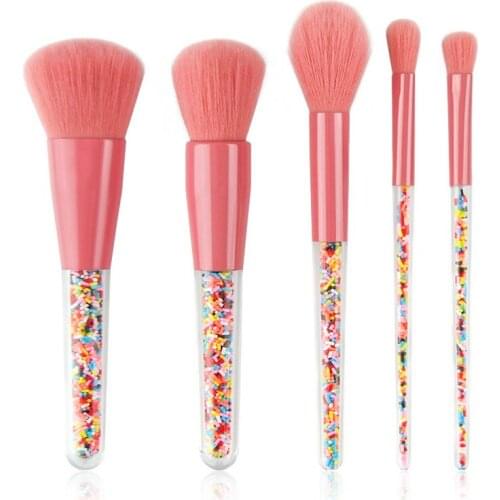 New 5pcs Lollipop Candy Unicorn Crystal Makeup Brushes Set Colorful Lovely Foundation Blending Brush Makeup Tool