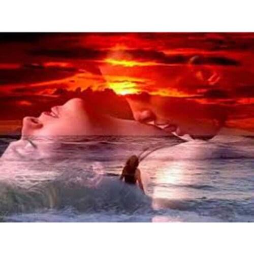 Full Rhinestone embroidery,sea sunrise couple,sale diamond painting Cross Stitch"romantic kiss"diamond mosaic wedding decoration