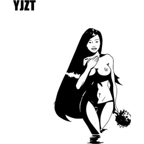 YJZT 9.7*14.6CM Fashion Style Naked Girl Good Quality Popular Design Black/Silver Vinyl Decals Covering The Body C20-0360