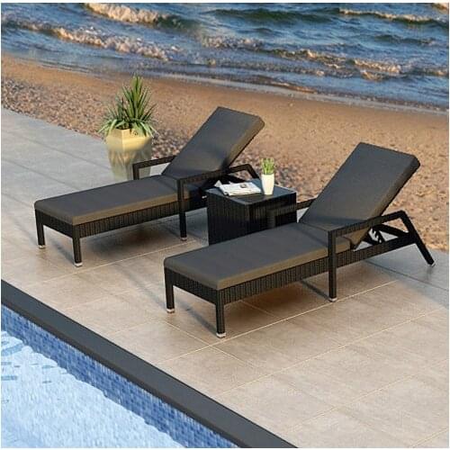 Factory direct sale Wicker Pool Furniture Garden Loungers Reclining Lounge Chair Set