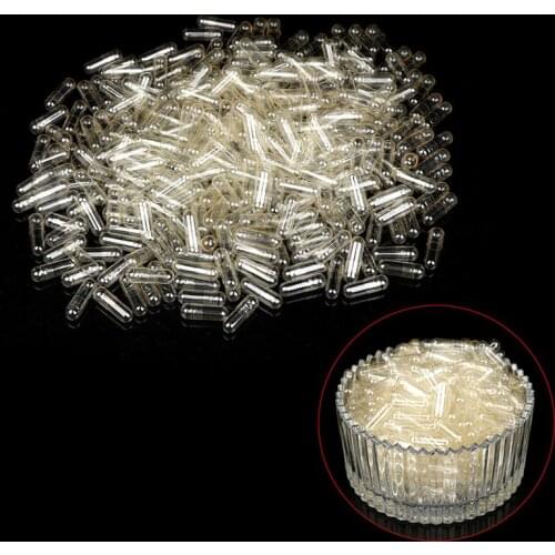 1000/100Pcs Empty Gelatin Capsule Gelatin Capsule Empty Hard Gelatin Capsule Clear Kosher Gel For Medicine Pills Refill Storage