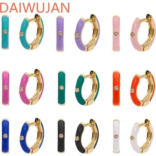 Real 925 Sterling Silver Huggie Earrings For Women Purple Orange Hoop Piercing Earrings Zircon Pendiente Bijoux Arete Jewelry