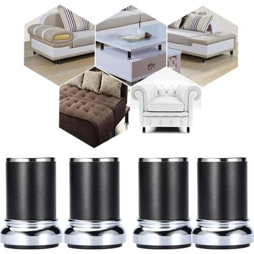 4Pcs Height 8cm Heavy-Duty Alloy Furniture Legs Cabinets/Tables Sofa Feet w/Rubber Base,Adjustable Height 15mm/0.59 inch