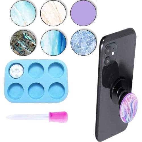 Silicone Round Cellphone Socket Mold Round Resin Mold For Diy Crystal Casting Craft Making Phone Grip Epoxy Mold Handicraft