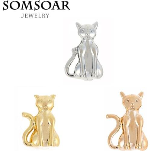Somsoar Jewelry Cute Cat Charms fit Leather wrappable Mesh Stainless steel Bracelet 10pcs/lot