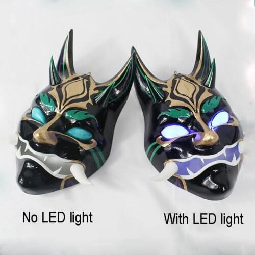 Glowing Mask Game Genshin Impact Xiao Cosplay Props Anime Project Guardian Yasha COS Accessories Resin Luminescent Halloween Toy