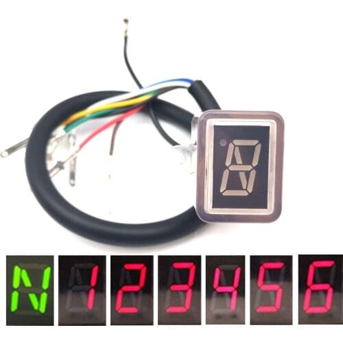 Universal Motorcycle Gear Indicator 6 Speed N-6 Digital Red LED Display Shift Lever Sensor Waterproof