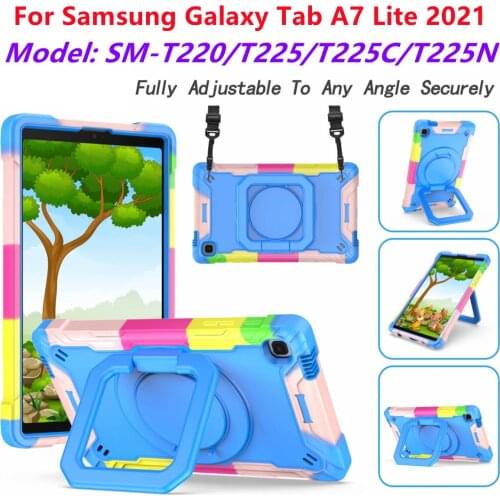 360° Rotating Bracelet bracket Cover For Samsung Galaxy Tab A7 Lite 2021 8.7" Tablet Case Coque For Samsung Tab T220 T225 Case