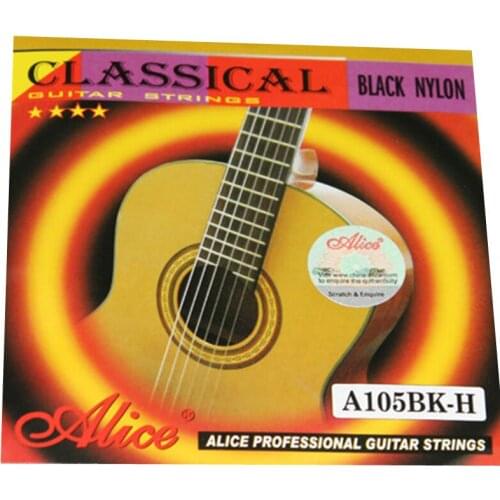High Quality Alice A105BK-H Hard Tension Black Nylon Silver-Plated Classical Guitar Strings Copper Alloy Wound 1st-6th Strings