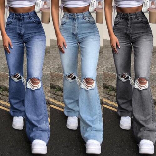 Flare Pants Female Women Y2k Jeans Large Size Boyfriend Jeans Women High Waist Mom Ripped Jeans Stright Trousers Pantalon Femme