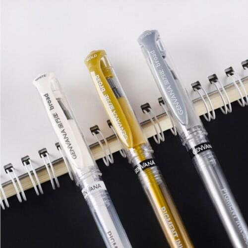1pcs Large White Gel Pen 1mm Waterproof Gold and Silver Highlighter Marker Pen Sketch Drawing Art Markers Comic Design Liner Pen